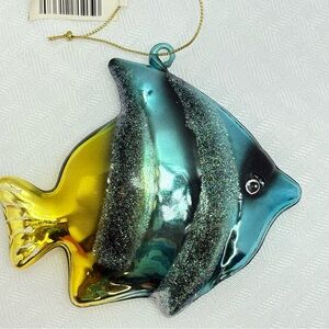 Colorful Frosted Glass Blown Fish Christmas Ornament